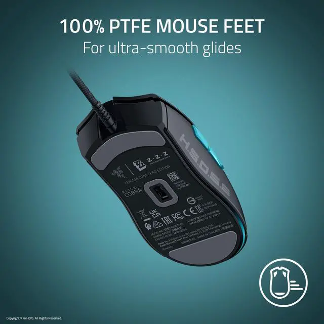 Alt view image 7 of 7 - Cobra Wired Gaming Mouse: 58g Lightweight - Gen-3 Switches - Chroma RGB Lighting Underglow - 8500 DPI Optical Sensor - 100% PTFE Mouse Feet - Speedflex Cable - Zenless Zone Zero Edition