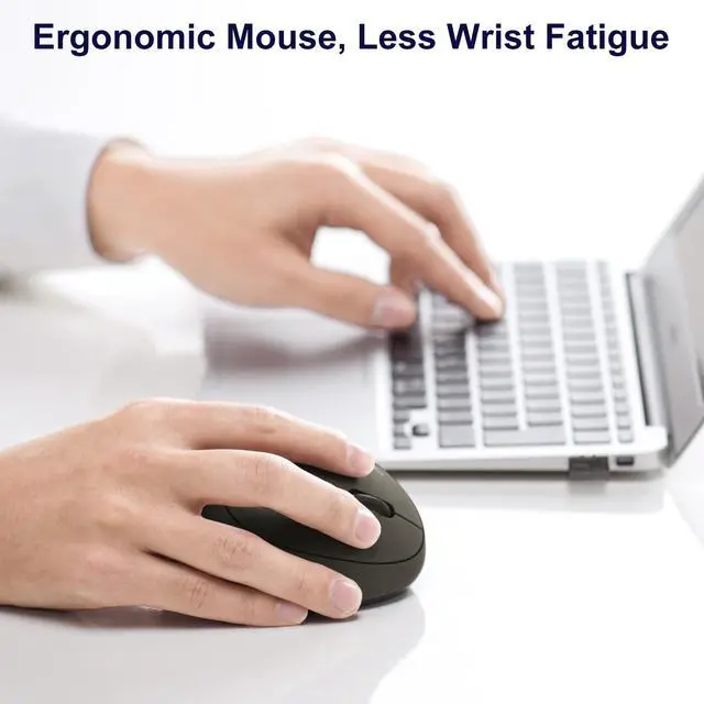 Alt view image 2 of 7 - Wireless Ergonomic Mouse, Optical Vertical Ergo Mice for Small Hands, Reduce Wrist Strain, 800/1200/1600 DPI, 5 Buttons, Compatible with MacBook, Laptop, Windows, Mac OS, Black