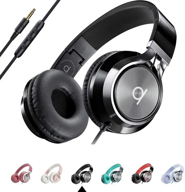 Main image of Wired Headphones with Mic Noise Isolating On-Ear Headphones for Computer and Laptop Wired, Plug in Corded Headphone with Wire (Foldable, Aux Jack 3.5mm)