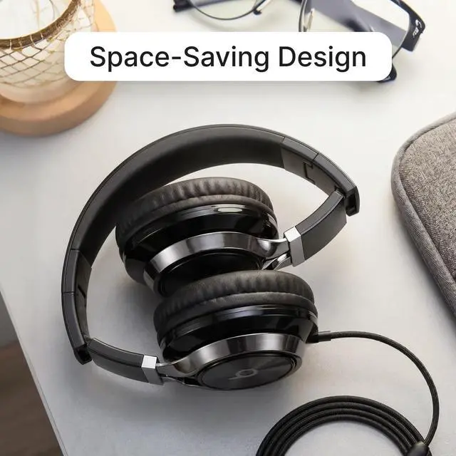 Alt view image 6 of 7 - Wired Headphones with Mic Noise Isolating On-Ear Headphones for Computer and Laptop Wired, Plug in Corded Headphone with Wire (Foldable, Aux Jack 3.5mm)