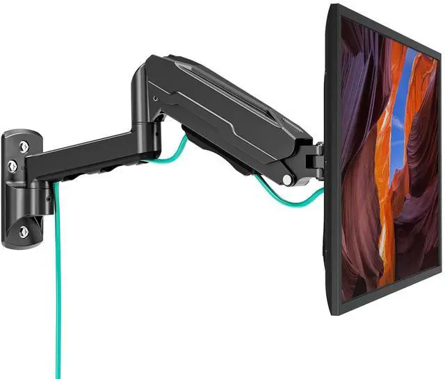 Main image of Single Monitor Wall Mount for 13 to 32 Inch Computer Screens, Height Adjustable Wall Mount Monitor Arm Holds Up to 19.8lbs, Full Motion Wall Bracket, VESA Mount 75x75, 100x100, Black