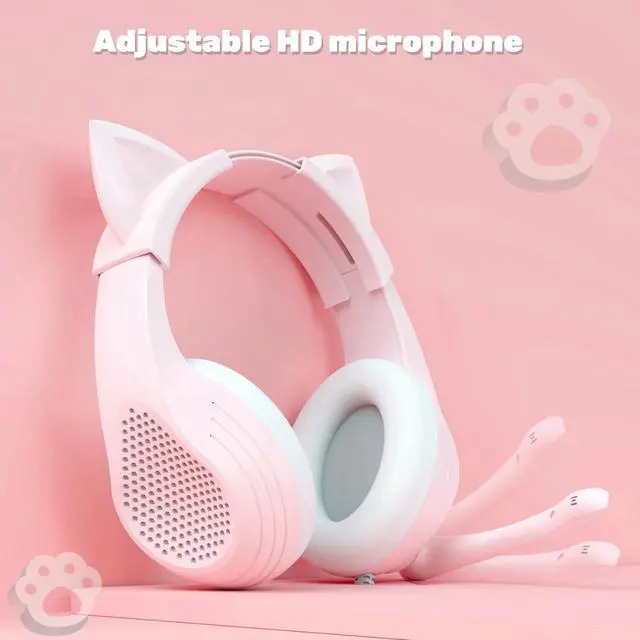 Alt view image 5 of 6 - Pink Gaming Headset with Microphone for PC Computer iOS Mac PS4 PS5 Xbox One Phone, 3D Surround Sound, Soft Memory Foam Ear Cushion, Wired Over-Ear Headphones with Mic for Gamer