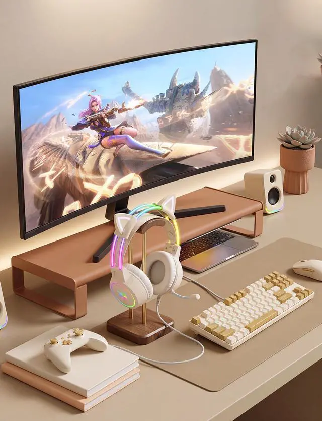 Alt view image 7 of 7 - Lightweight Gaming Headset with Detachable Cat Ears, RGB Lighting, Wired Over Ear Headphones with Mic for PC Laptop PS4 PS5 Switch, Stereo Surround Sound, Self-Adjusting Headband