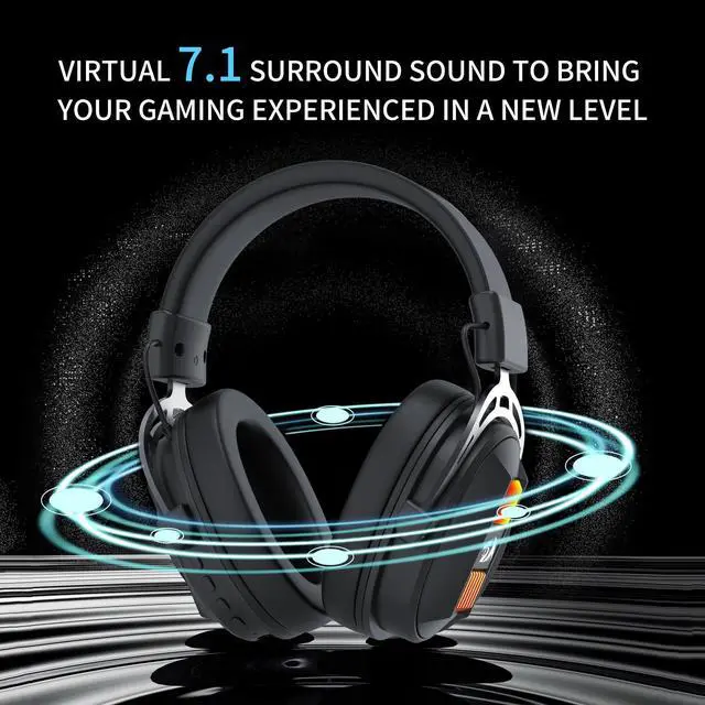 Alt view image 3 of 7 - Wired Gaming Headset, 53mm Drivers 7.1 Surround Sound, Detachable Noise Cancelling Mic, USB Computer Headset with RGB, Lightweight Design for PC/Laptop/PS4