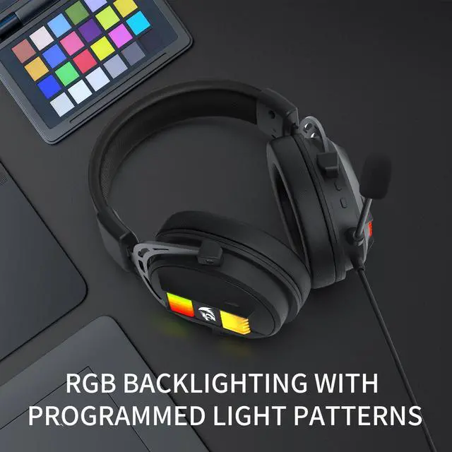 Alt view image 4 of 7 - Wired Gaming Headset, 53mm Drivers 7.1 Surround Sound, Detachable Noise Cancelling Mic, USB Computer Headset with RGB, Lightweight Design for PC/Laptop/PS4