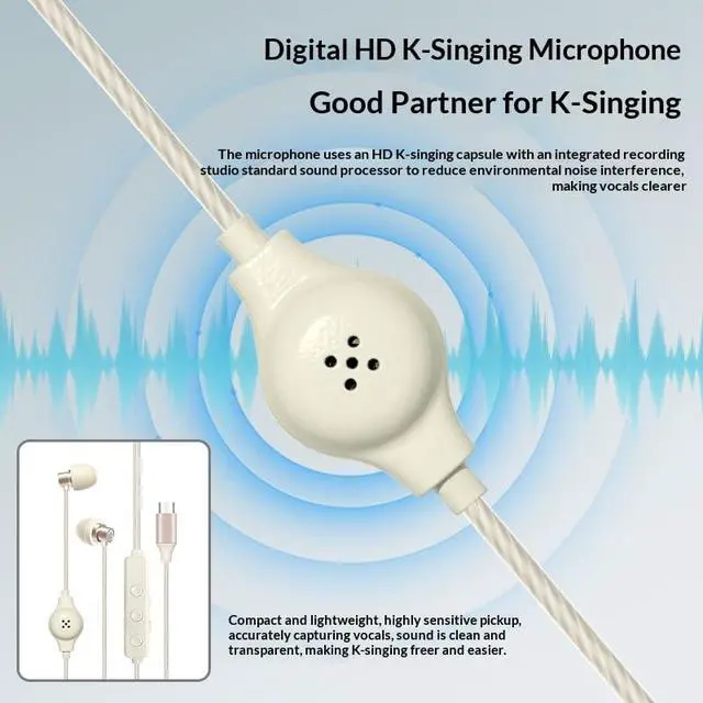 Alt view image 5 of 7 - All-in-One Karaoke Headset with Built-in Sound Card, Voice ChangerReverb. in-Ear Monitor, Portable Audio Interface, for Live Streaming, Recording, Gaming, Calls, Gift (Pink)