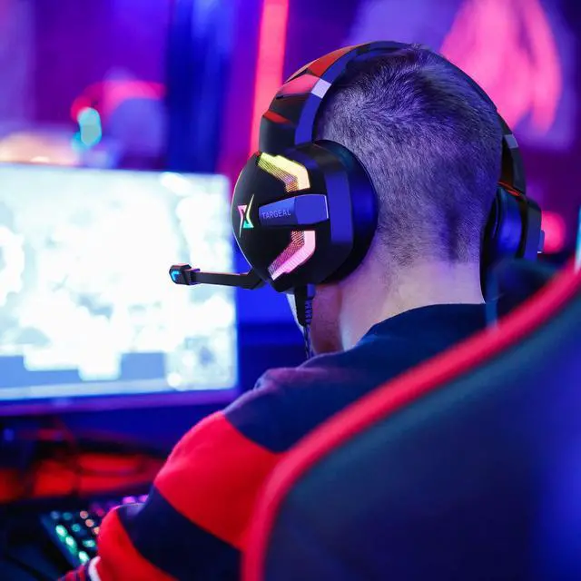 Alt view image 7 of 7 - 7.1 Surround Sound PC Gaming Headset for PS5 PS4 Laptop Mac Tablet Mobile, Over Ear Wired USB Gaming Headphone with Omni-Directional Noise Canceling Mic, RGB LED, with Type C Cable