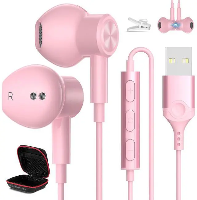 Main image of USB Headphones for PC Laptop Magnetic 7.5ft Wired Earbuds Computer Headset with MICR Control Mute Noise Isolate Cord in Ear Gaming Earphone for MacBook Pro Office Work School Zoom Chromebook