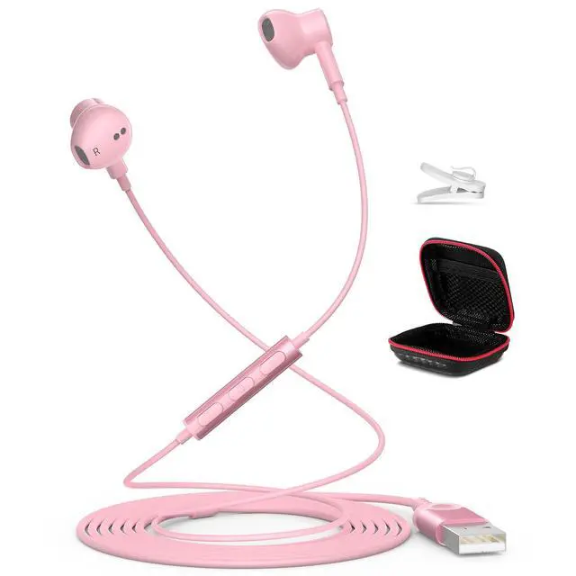 Alt view image 6 of 7 - USB Headphones for PC Laptop Magnetic 7.5ft Wired Earbuds Computer Headset with MICR Control Mute Noise Isolate Cord in Ear Gaming Earphone for MacBook Pro Office Work School Zoom Chromebook
