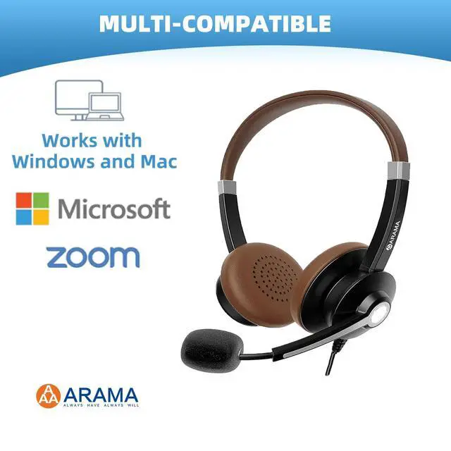 Alt view image 6 of 6 - USB Headset with Mic for PC, USB-C/A & 3.5mm Jack
