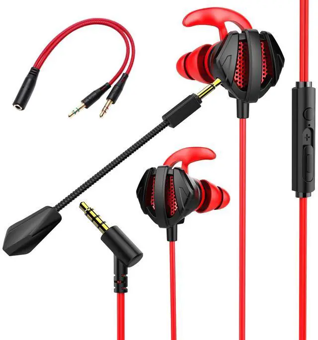 Main image of Gaming Headset with Microphone Wired Gaming Earbuds PC for PS4 PS5 One PlayStation 5 Games Mobile Phone,Detachable Stereo Bass Earphones Noise Cancelling Gaming Headphones with Mic Black