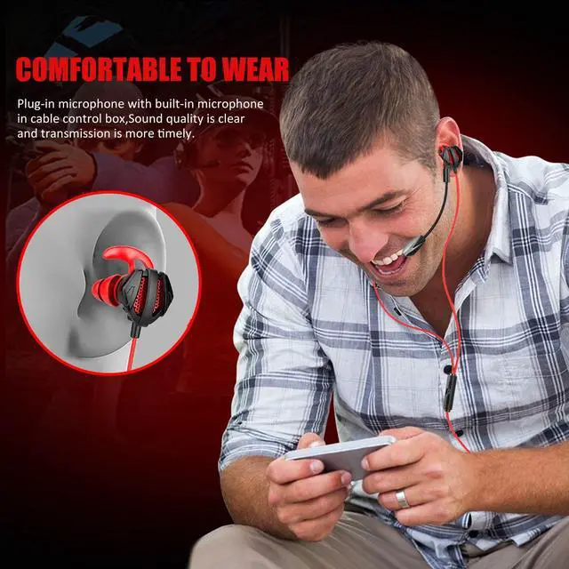 Alt view image 5 of 7 - Gaming Headset with Microphone Wired Gaming Earbuds PC for PS4 PS5 One PlayStation 5 Games Mobile Phone,Detachable Stereo Bass Earphones Noise Cancelling Gaming Headphones with Mic Black