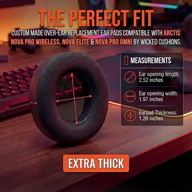 Alt view image 4 of 7 - Wireless - Cooling Gel Earpads for Arctis Nova Pro Wireless, Nova Elite & Nova Pro Omni (Doesnt Fit Other Models), by Wicked Cushions, Extra Thick & Comfortable | Black