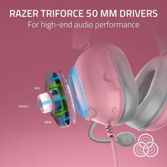 Alt view image 2 of 7 - Gaming Headset: 50mm Drivers - Cardioid Mic - Lightweight - Comfortable Noise Isolating Earcups - for Xbox Series X, Series S, PS5, PC, Switch via 3.5mm Jack - Quartz Pink