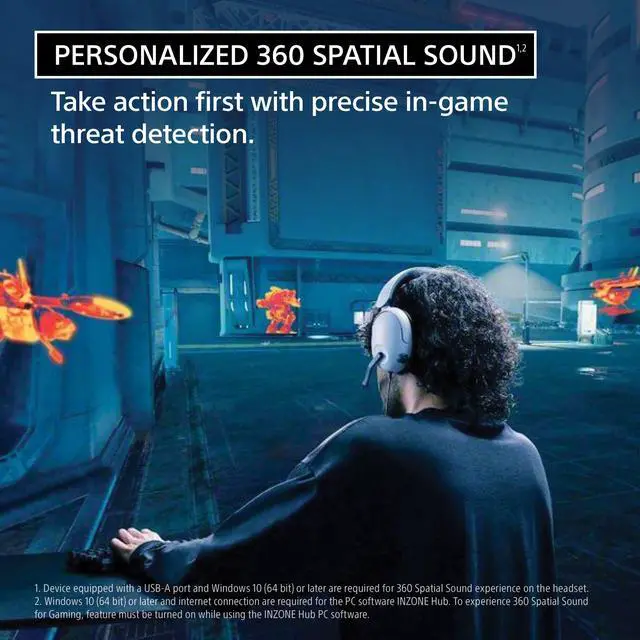 Alt view image 2 of 7 - Wired Gaming Headphones With Mic, PS5 Headphones, Over-Ear, Personalized 360 Spatial Sound, Discord Certified MDR-G300 (White)