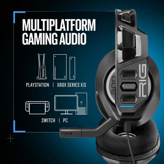 Alt view image 2 of 7 - HS PlayStation Gaming Headset - PS5, PS4, Xbox Series X, Xbox Series S, Xbox One, Nintendo Switch, Mobile & Laptop with 3.5mm - Flip-to-Stow Mic, 40mm Speakers - Black