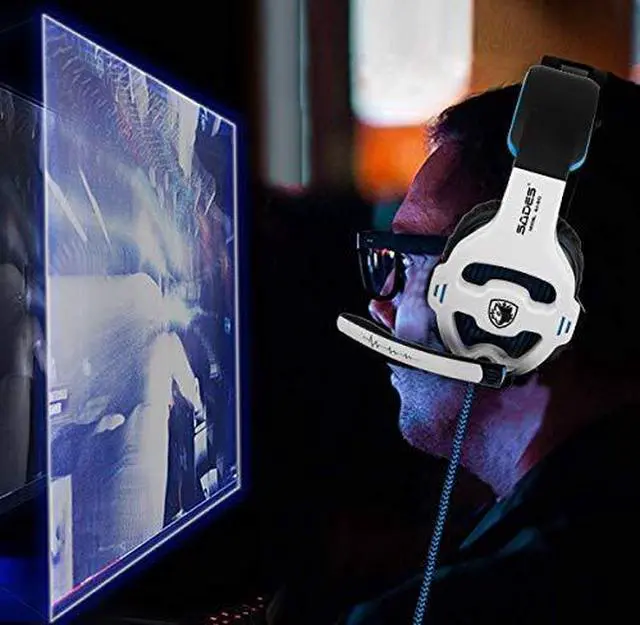 Alt view image 7 of 7 - Gaming Headset for Xbox Series, Xbox One,PS4, PlayStation, PS5 Over Ear Headphone with Mic Noise Cancelling(White)
