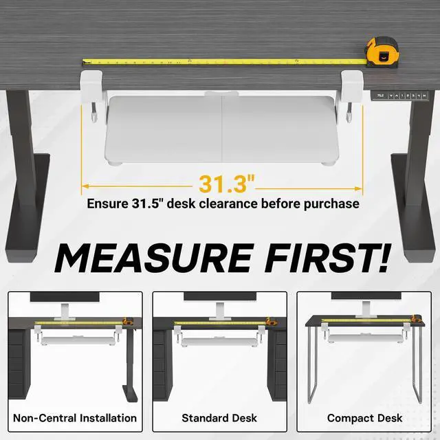 Alt view image 4 of 7 - KMT01 Under Desk Keyboard Tray, Pull-Out Keyboard & Mouse Platform with C-Clamp, 25.6 x 11.8 in Space-Saving Ergonomic Slide-Out Drawer, White