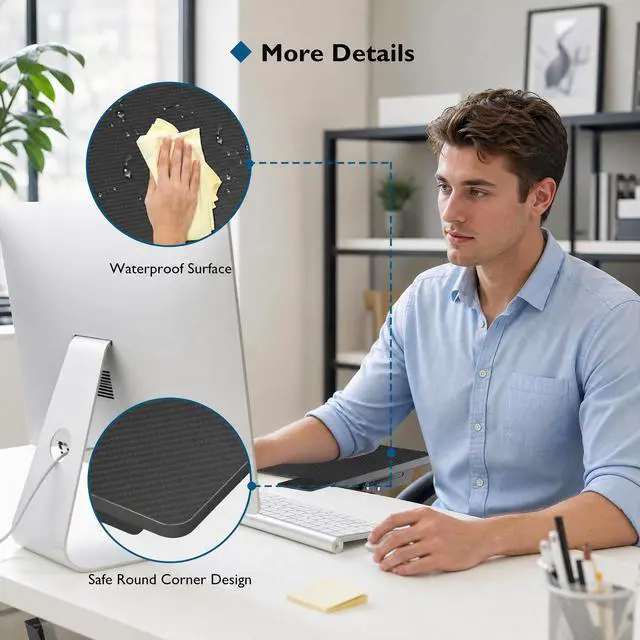 Alt view image 4 of 7 - Ergonomic Desk Extender Tray, 9.5"x9.1" Table Mount Arm Wrist Rest Shelf, 90°Foldable Elbow Support, Clamp on Computer Arm Rest for Desk, Office & Home Use,Durable Easy to Install,Black pattern