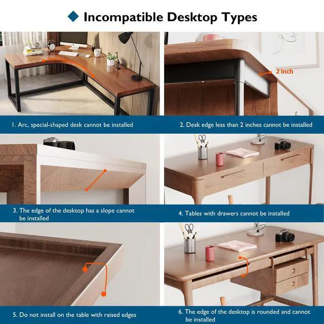 Alt view image 7 of 7 - Ergonomic Desk Extender Tray, 9.5"x9.1" Table Mount Arm Wrist Rest Shelf, 90°Foldable Elbow Support, Clamp on Computer Arm Rest for Desk, Office & Home Use,Durable Easy to Install,Black pattern