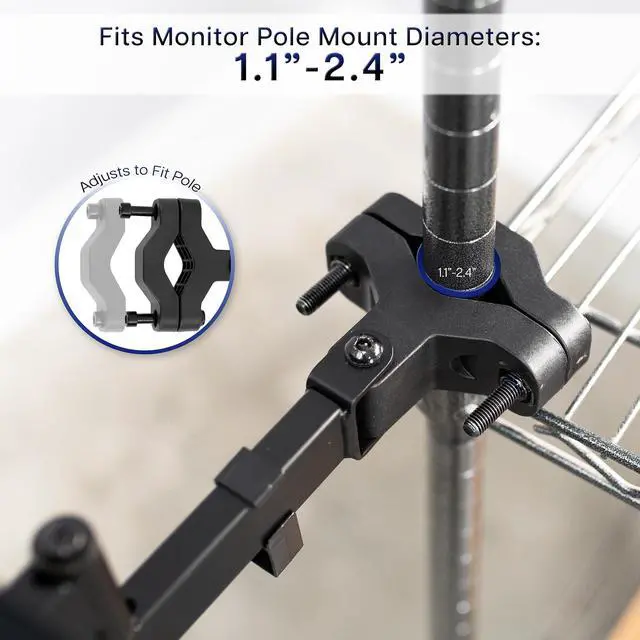 Alt view image 3 of 7 - Inch Keyboard and Mouse Tray Pole Mount, 360 Degree Rotation, Neutral Writing Position, Black, Mount-POLEKB