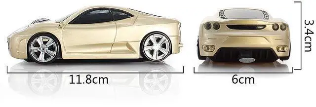 Alt view image 4 of 4 - Wireless Mouse Sport Car Mouse Computer Optical Mice for PC Laptop MAC (Gold)