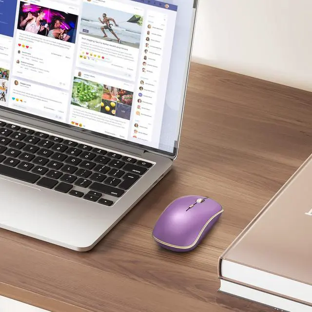 Alt view image 5 of 7 - Silent Wireless Mouse - 2.4G Portable & Ergonomic with 5 DPI Levels for Desktop, Notebook, PC & Laptop (Purple)