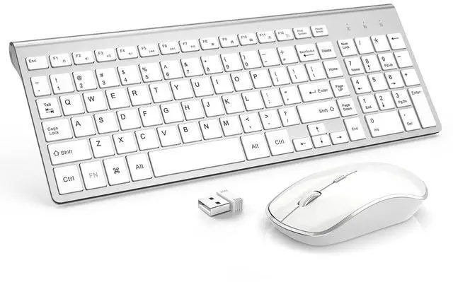 Main image of Wireless Keyboard Mouse,2.4G Compact and Ultra Slim Wireless Keyboard and Mouse for Windows, Computer, Desktop, PC, Laptop-Sliver