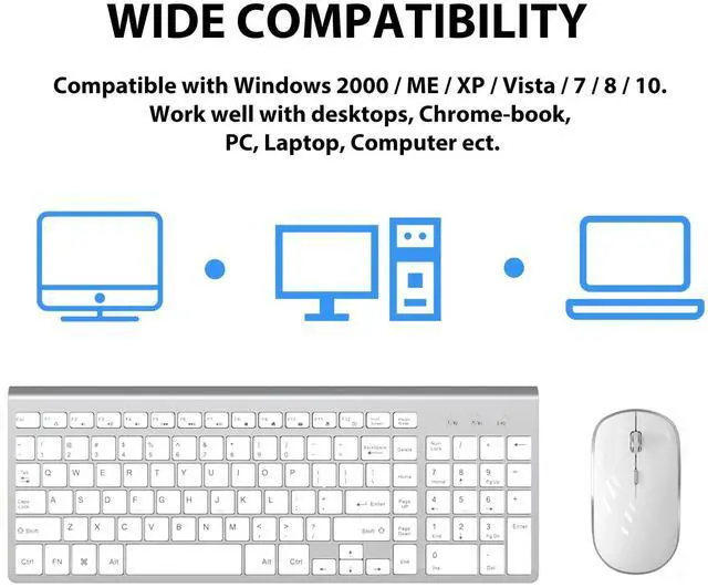 Alt view image 6 of 7 - Wireless Keyboard Mouse,2.4G Compact and Ultra Slim Wireless Keyboard and Mouse for Windows, Computer, Desktop, PC, Laptop-Sliver