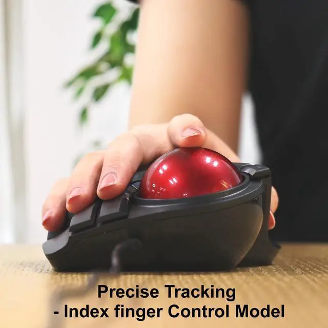 Alt view image 3 of 7 - Trackball Mouse, Wired, Finger-Operated, 8-Button Function, Palm Rest Attached, 52mm Smooth Red Ball Windows11, macOS (M-HT1URBK)