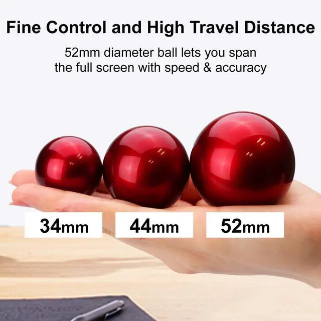 Alt view image 4 of 7 - Trackball Mouse, Wired, Finger-Operated, 8-Button Function, Palm Rest Attached, 52mm Smooth Red Ball Windows11, macOS (M-HT1URBK)