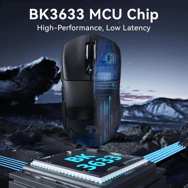 Alt view image 4 of 7 - Wireless Gaming Mouse,40K DPI,39g Lightweight Gaming Mouse,PAW3395PRO Optical Sensor,Tri-Mode BT5.1/2.4G/USB-C PC Game Mice,Programmable Buttons,300mAh Battery for PC/Laptop/Mac-Griptape