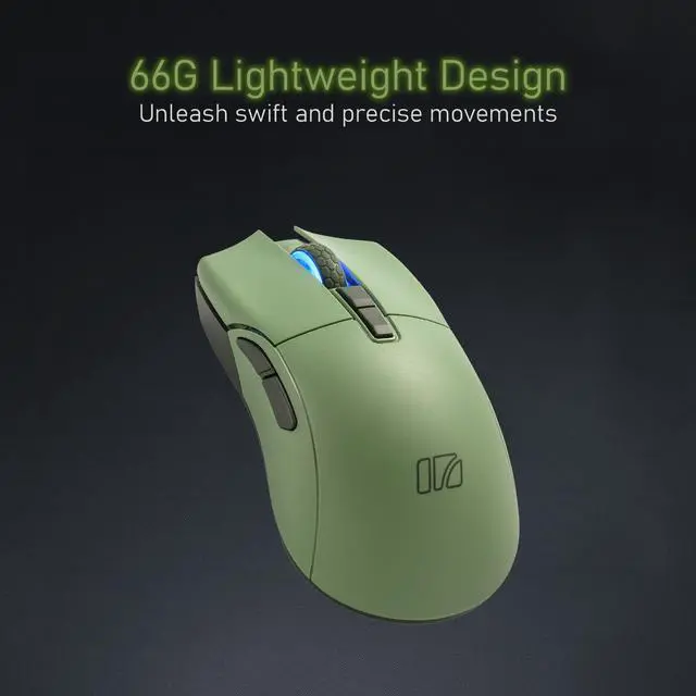 Alt view image 3 of 7 - Wireless Gaming Mouse, Triple Mode 2.4G/ Bluetooth/USB-C Detachable Cable Gaming Mouse, Kailh GM8.0 Mouse Switches, Advanced PixArt PAW3395 Optical Sensor, Up to 26,000 DPI - Olive Green