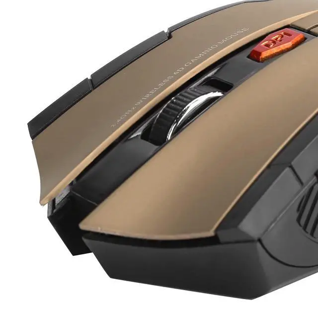 Alt view image 6 of 7 - Mechanical Gaming 2.4G Mouse, 1000/1200/1600 3-Speed DPI Ergonomic Mouse with A USB Receiver, for Office/Home/Desktop/Computer/Notebook (Gold)