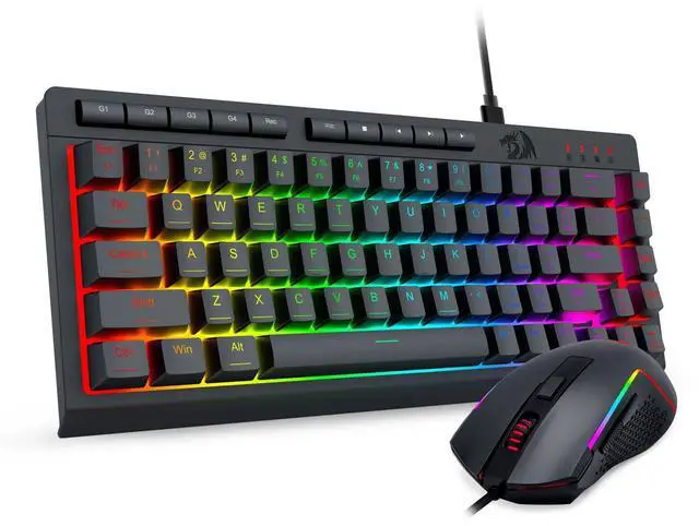 Main image of Wired Gaming Keyboard and Mouse Combo, RGB Backlit, 60% Mini Macro Membrane Keyboard with Anti-Ghosting & Multimedia Keys + 8000 DPI Programmable Optical Mice for PC Laptop