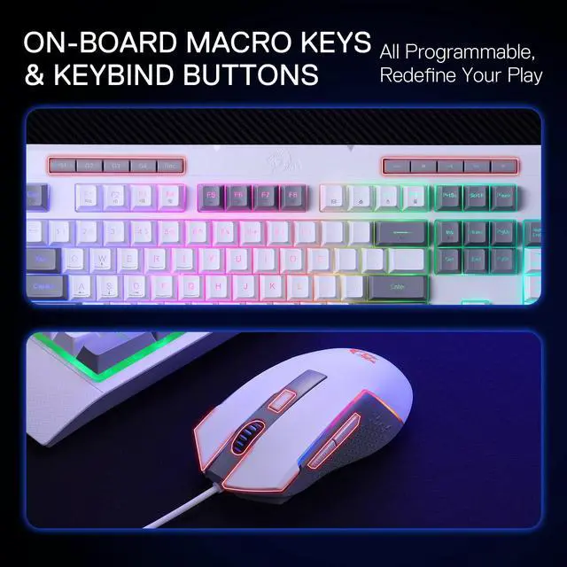 Alt view image 4 of 7 - Gaming Keyboard & Mouse Combo, 104 Keys K525 Wired RGB Membrane Keyboard and 10000 DPI Wired M616 Gaming Mouse Bundle