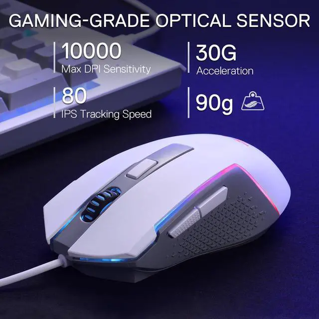 Alt view image 6 of 7 - Gaming Keyboard & Mouse Combo, 104 Keys K525 Wired RGB Membrane Keyboard and 10000 DPI Wired M616 Gaming Mouse Bundle