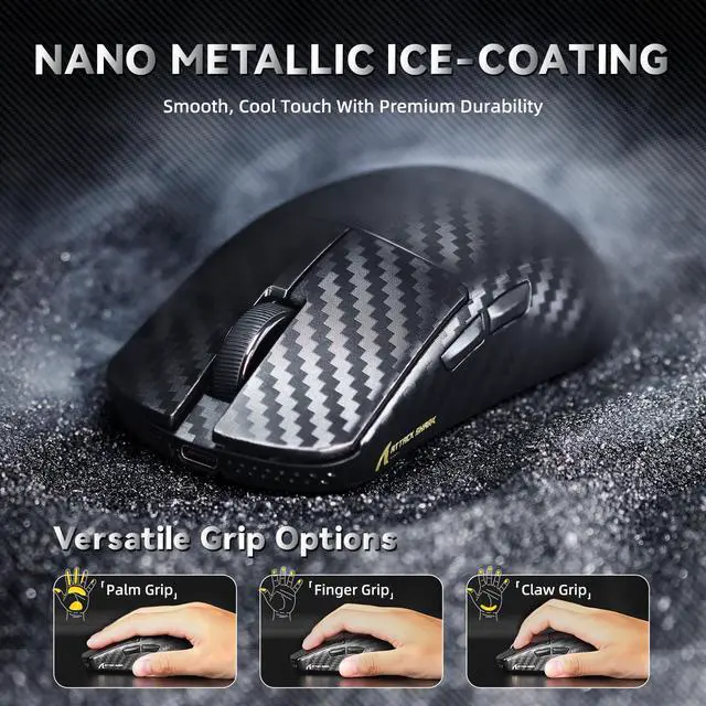 Alt view image 7 of 7 - R11 Ultra 8K Carbon Fiber Wireless Gaming Mouse,PAW3950 MAX Sensor,49g Ultra-Lightweight,Nordic 52840 MCU Chip,42000 DPI,Wired/BT/2.4GHz Wirelss Programmable Mouse for PC/Mac(Wave)