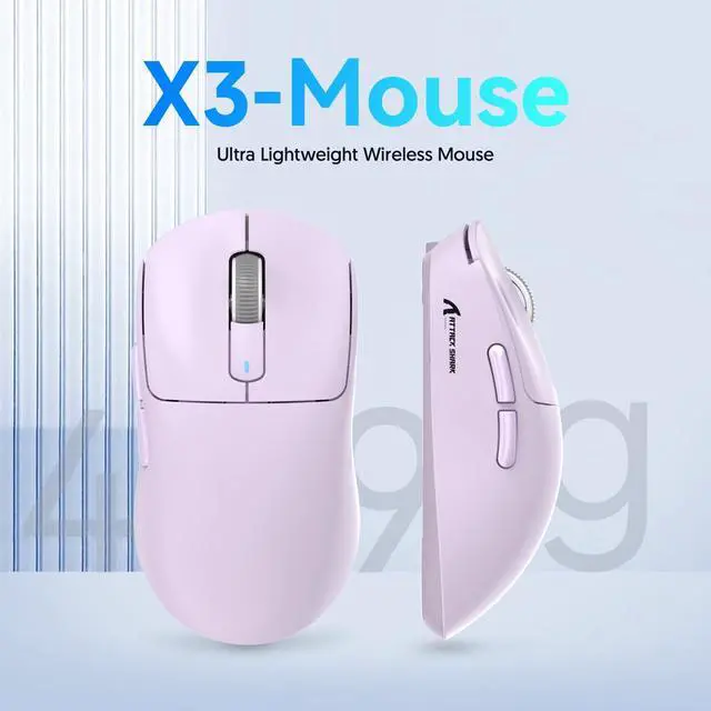 Alt view image 2 of 7 - Wireless Gaming Mouse, 49g Ultralight, PixArt PAW3395 26000 DPI, Bluetooth/2.4Ghz /Wired Tri-Mode, 200Hrs Rechargeable Battery, Kailh GM8.0 Switch for PC/MAC/Win - Purple