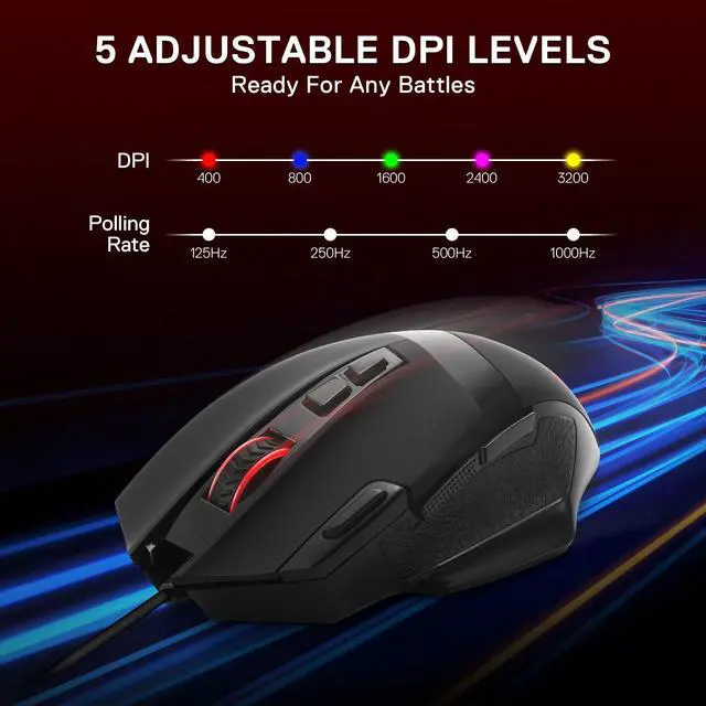 Alt view image 2 of 7 - RGB Gaming Mouse, 12800 DPI Wired Optical Mouse with 8 Programmable Buttons & Ergonomic Natural Grip Build, Software Supports DIY Keybinds