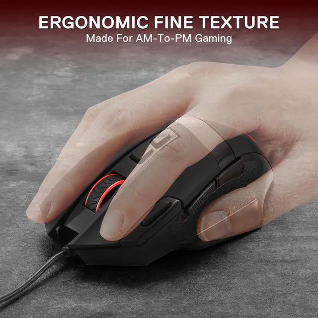 Alt view image 5 of 7 - RGB Gaming Mouse, 12800 DPI Wired Optical Mouse with 8 Programmable Buttons & Ergonomic Natural Grip Build, Software Supports DIY Keybinds