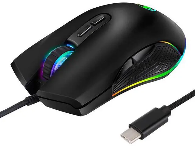 Main image of RGB LED Gaming Mice,Wired USB C Port for Apple MacBook,Computer or Laptops with Type C Port-Black
