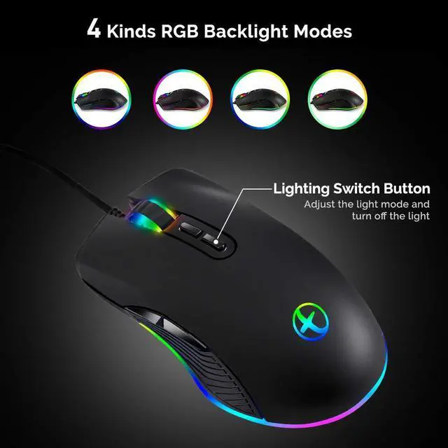 Alt view image 3 of 7 - RGB LED Gaming Mice,Wired USB C Port for Apple MacBook,Computer or Laptops with Type C Port-Black