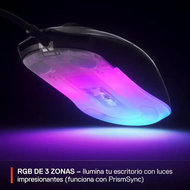 Alt view image 2 of 6 - Gaming Mouse 8500 DPI TrueMove Core Optical Sensor 60 Million Click Durability Low Latency 77g Lightweight 100% PTFE Feet RGB Black