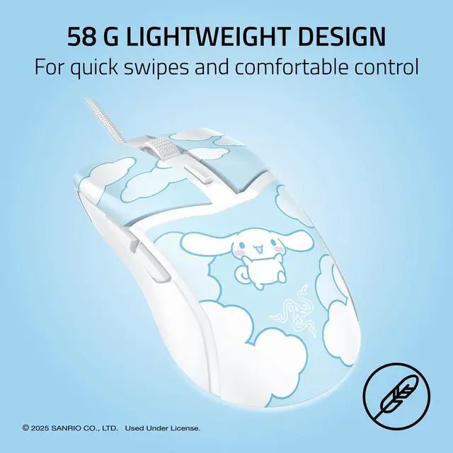 Alt view image 2 of 7 - Cobra Wired Gaming Mouse: 58g Lightweight - Gen-3 Optical Switches - Chroma RGB Lighting Underglow - 8500 DPI Optical Sensor - 100% PTFE Mouse Feet - Speedflex Cable - Cinnamoroll Edition