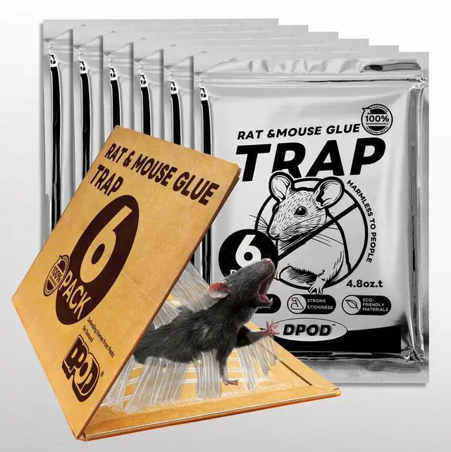 Main image of Glue Mouse Traps Indoor for Home 6 Pack, Large Sticky Mouse Traps for Inside House, Pre-Baited Adhesive Non-Toxic Glue Traps for Mice Rats, Snakes, Lizard, Insect(13.5" x 8.5")