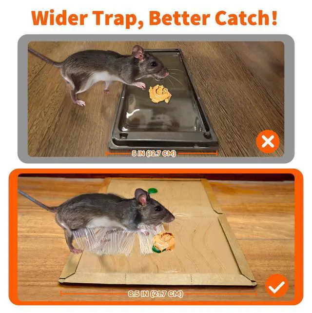Alt view image 6 of 7 - Glue Mouse Traps Indoor for Home 6 Pack, Large Sticky Mouse Traps for Inside House, Pre-Baited Adhesive Non-Toxic Glue Traps for Mice Rats, Snakes, Lizard, Insect(13.5" x 8.5")