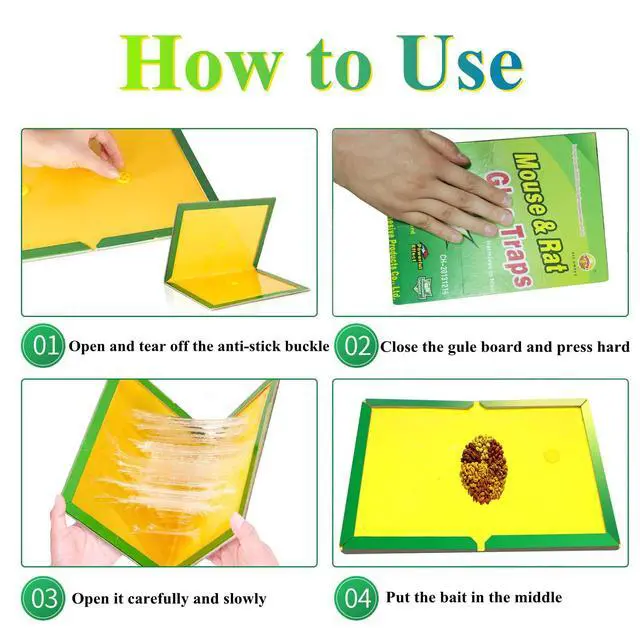 Alt view image 2 of 6 - 10 Pack Large Mouse Glue Traps with Enhanced Stickiness Glue Traps for Rat, Rodent and Household Traps Sticky Pad Board for House Indoor