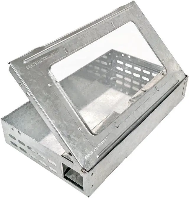 Alt view image 4 of 7 - Humane Mouse Trap 2-Pack No Winding or Resetting, Non-Jamming, Clear Window View, Silver, No-Kill Indoor Mouse Traps, Preferred by Professional Pest Controllers