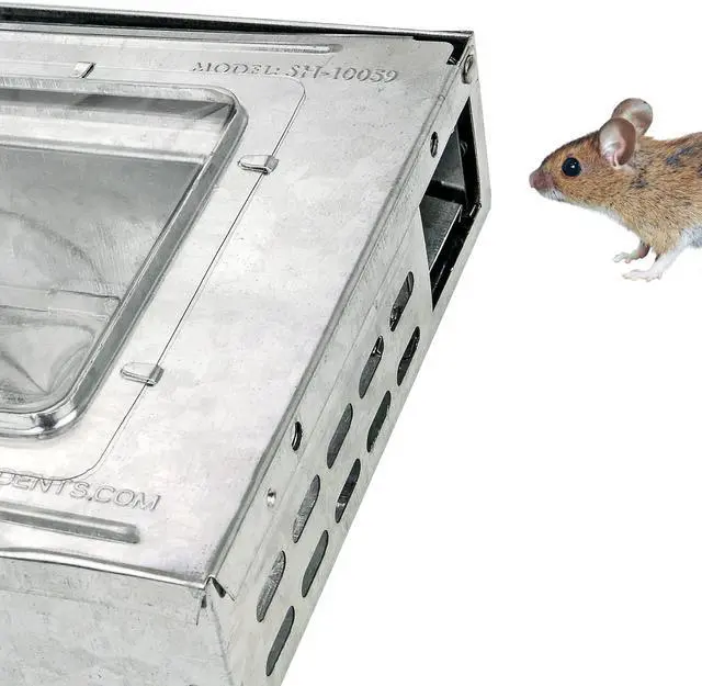 Alt view image 5 of 7 - Humane Mouse Trap 2-Pack No Winding or Resetting, Non-Jamming, Clear Window View, Silver, No-Kill Indoor Mouse Traps, Preferred by Professional Pest Controllers